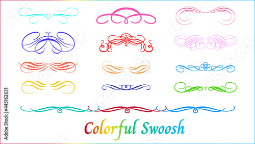 Colorful Designer Swoosh Flourishes Decoration Elements Set
