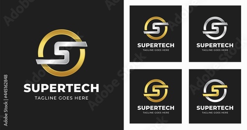 Letter S logo design template with circle shape style
