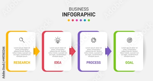 Infographic design with icons and 4 options or steps. Thin line vector. Infographics business concept. Can be used for info graphics, flow charts, presentations, web sites, banners, printed materials.