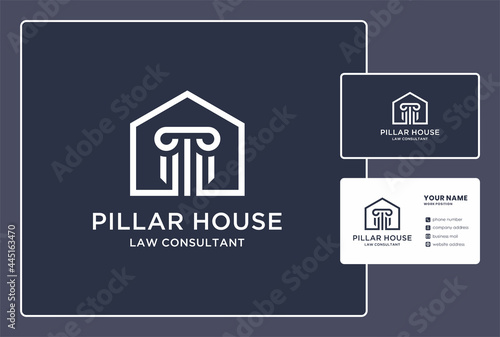 pillar house of law consultant logo and business card design.
