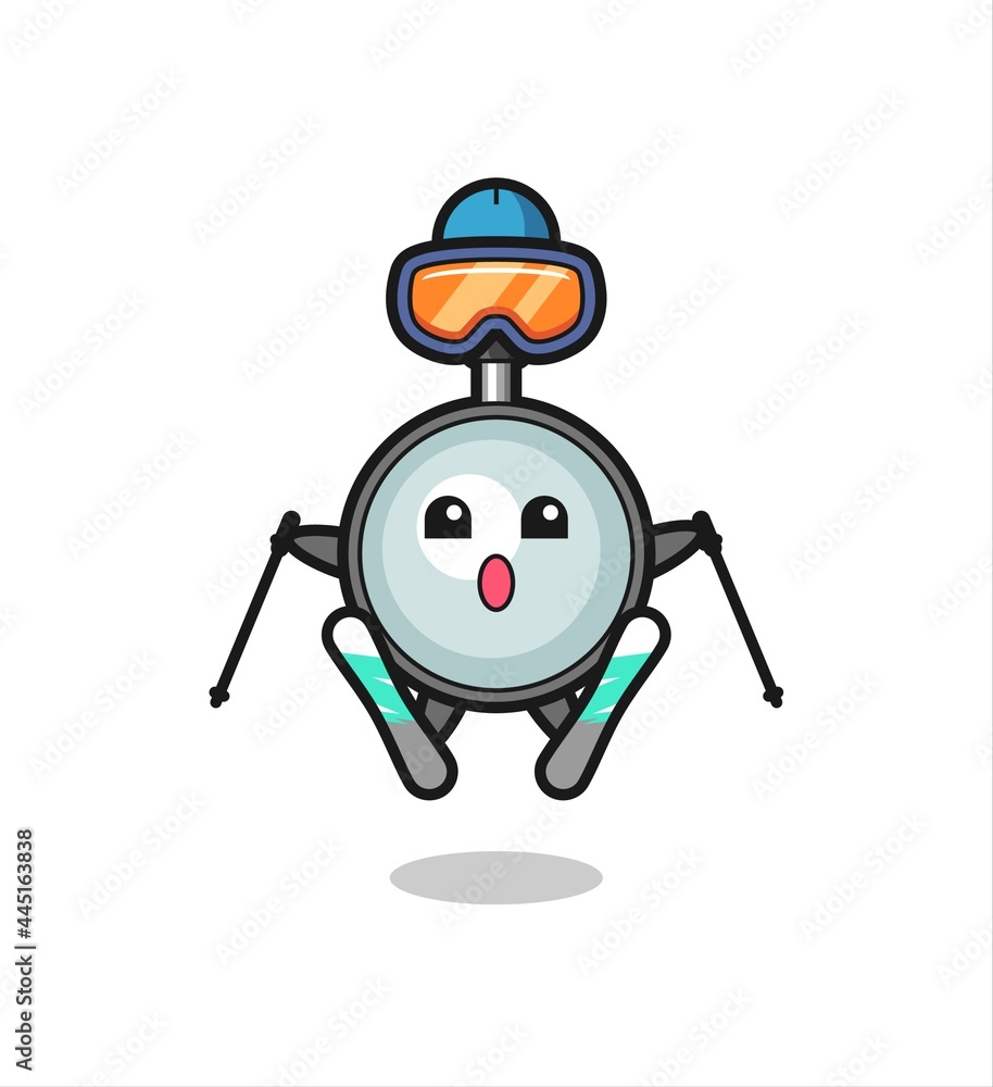magnifying glass mascot character as a ski player magnifying glass mascot character as a ski player