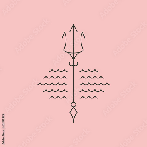 vector of trident and wave line logo vector symbol illustration design