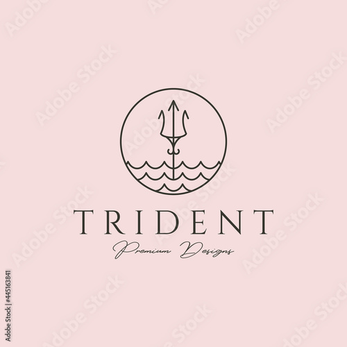 line art trident icon logo vector symbol illustration design