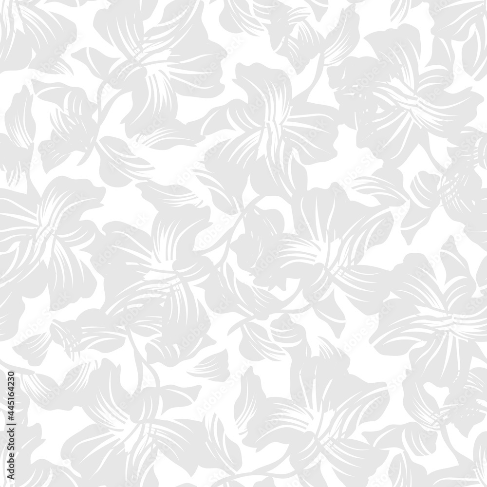 Black and White Floral Seamless Pattern Background