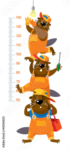 Funny beavers meter wall or height chart