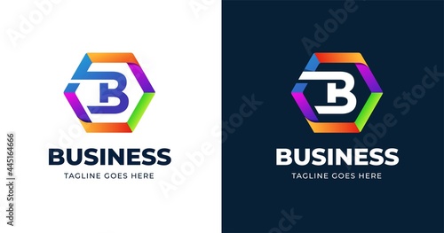 letter B colorful logo design template