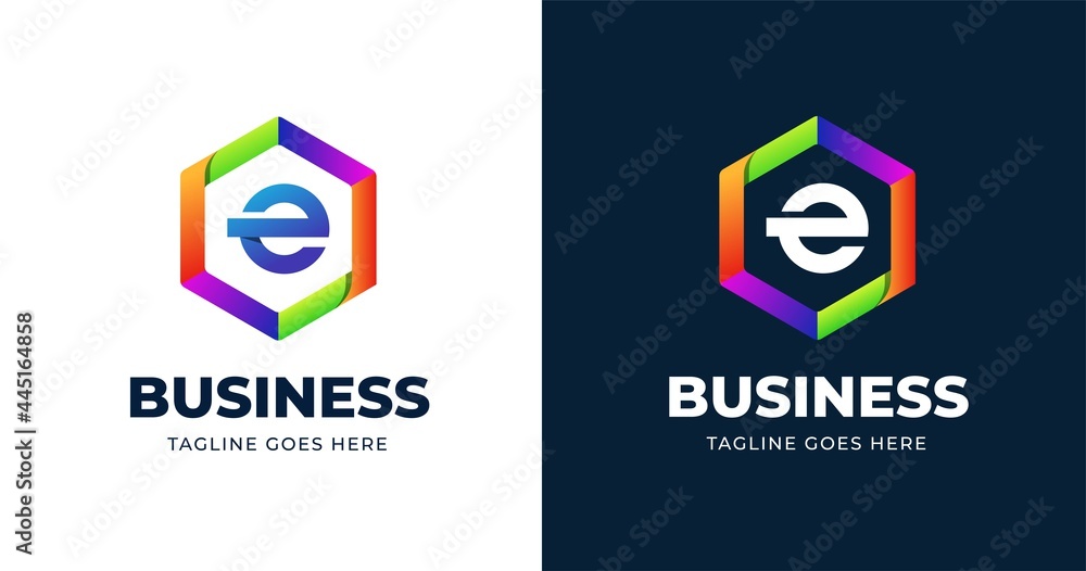 letter E colorful logo design template