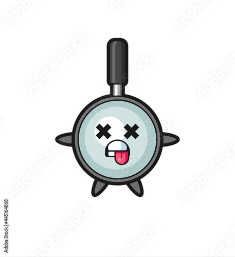 character of the cute magnifying glass with dead pose