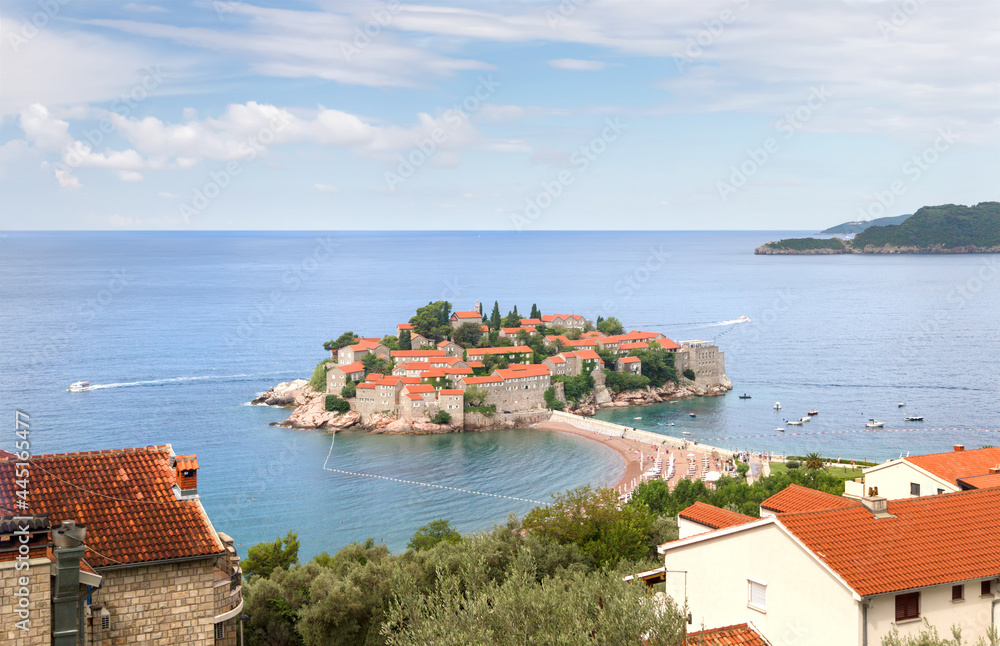 Sveti Stefan or Saint Stephan Island, a small islet and hotel resort in Montenegro.