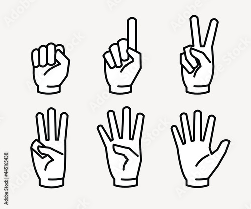 Finger count, numbers icon set