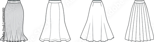 flat sketch set of woman skirt vector illustration
