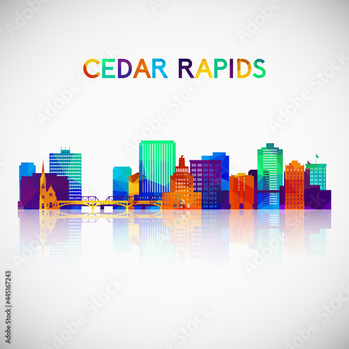 Cedar Rapids skyline silhouette in colorful geometric style. Symbol for your design. Vector illustration.