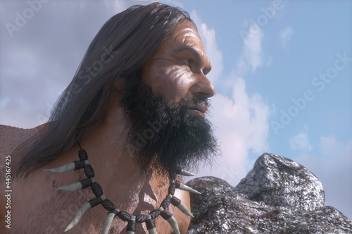 Canvastavla ancient primitive caveman render 3d