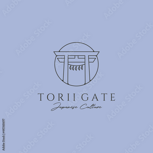 torii gate line icon logo symbol vector illustration design