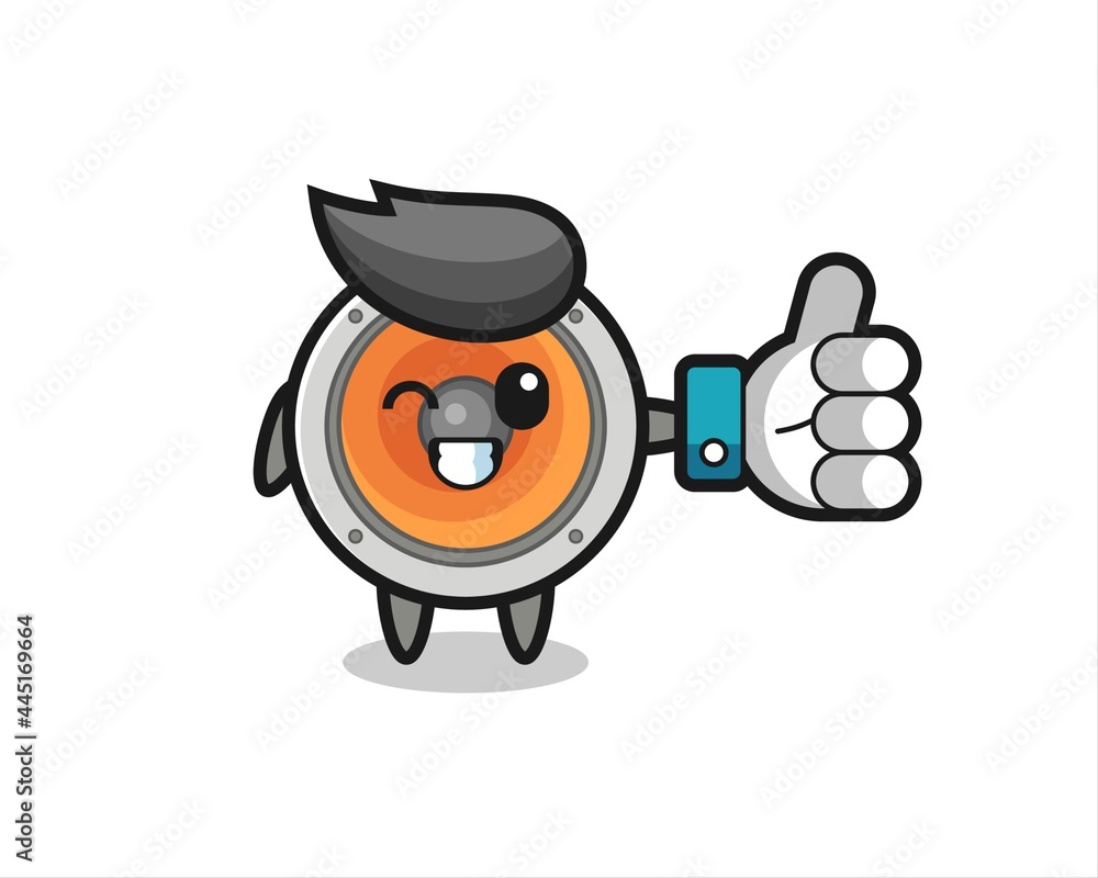 cute loudspeaker with social media thumbs up symbol cute loudspeaker with social media thumbs up symbol