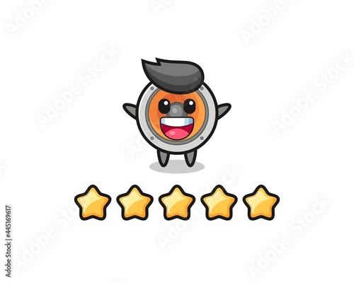 the illustration of customer best rating, loudspeaker cute character with 5 stars © heriyusuf