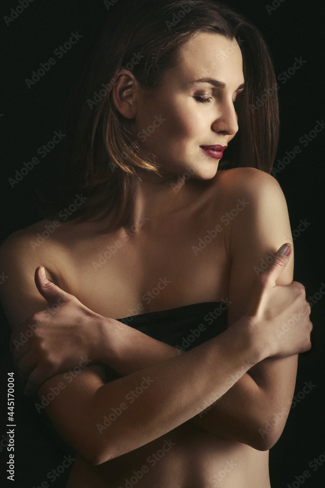 girl brunette beauty model in a black jacket girl brunette beauty model in a black jacket