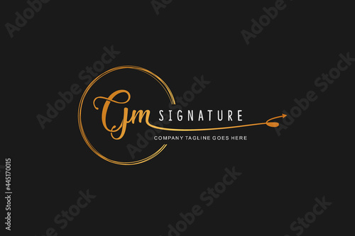 luxury signature Initial. combination Letter G m in gold color . handwriting logo initial signature, wedding, fashion, jewelry, boutique, creative template for any company or business.