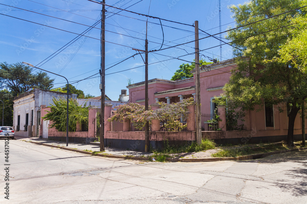 Old pink house in San Antonio de Areco, Buenos Aires Province, Argentina