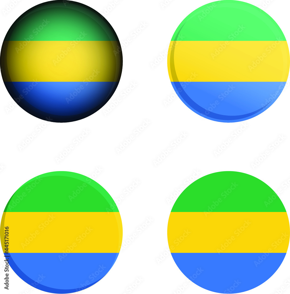 Round Country Flag in different styles disc badge vector illustration Gabon Round Country Flag in different styles disc badge vector illustration Gabon