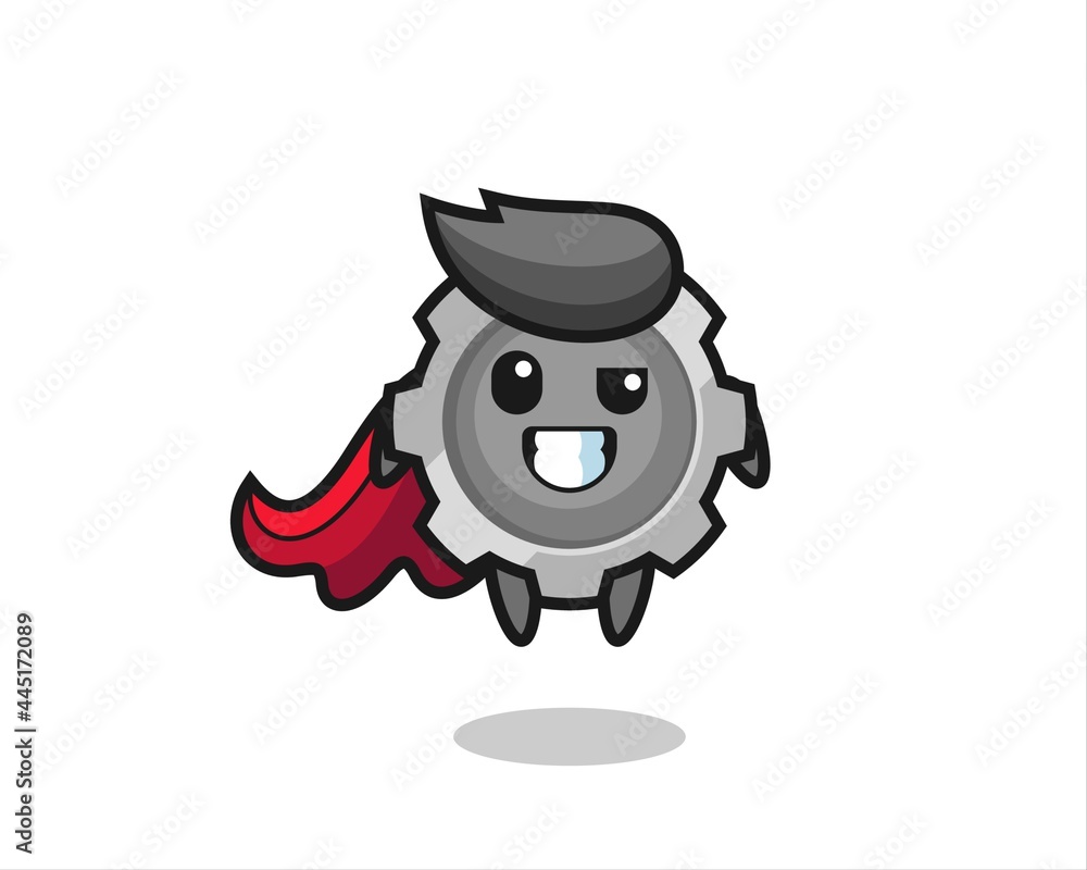 the cute gear character as a flying superhero the cute gear character as a flying superhero