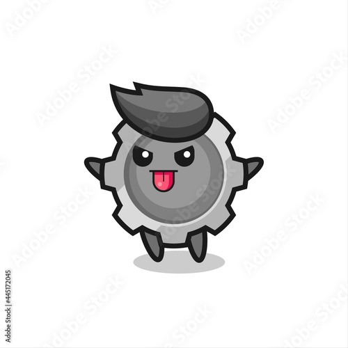 naughty gear character in mocking pose