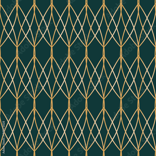 Vector gold arches art deco dark seamless pattern