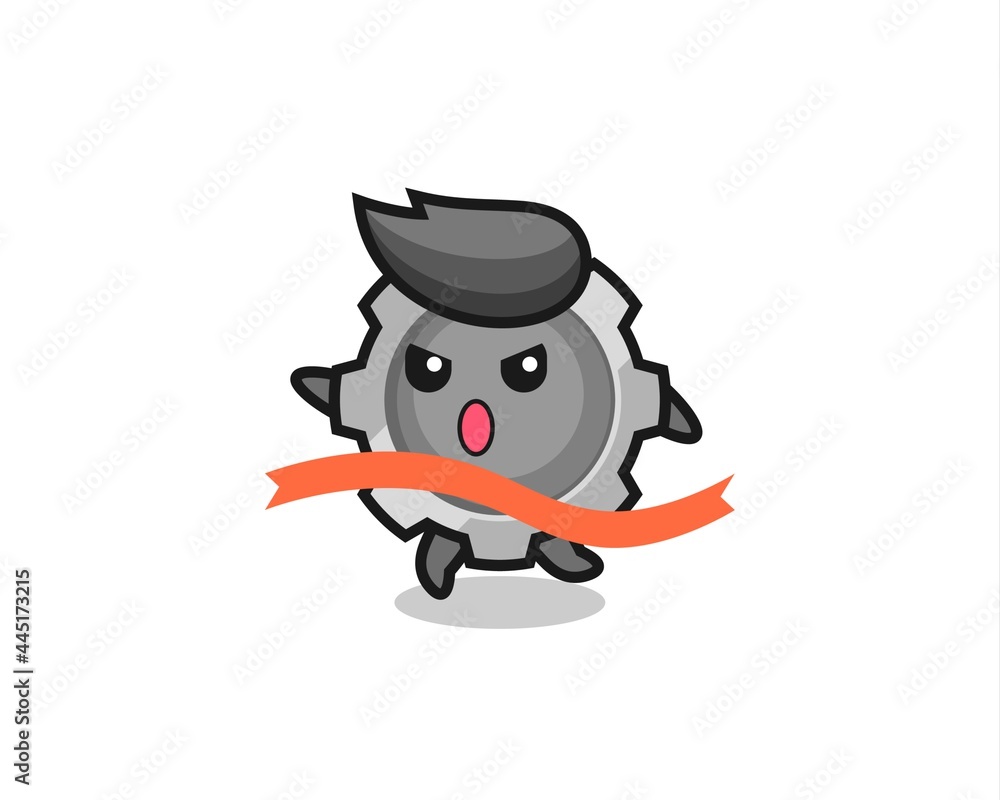 Fototapeta premium cute gear illustration is reaching the finish