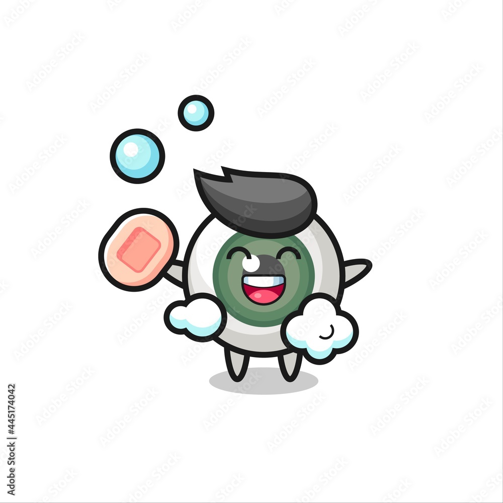 eyeball character is bathing while holding soap eyeball character is bathing while holding soap
