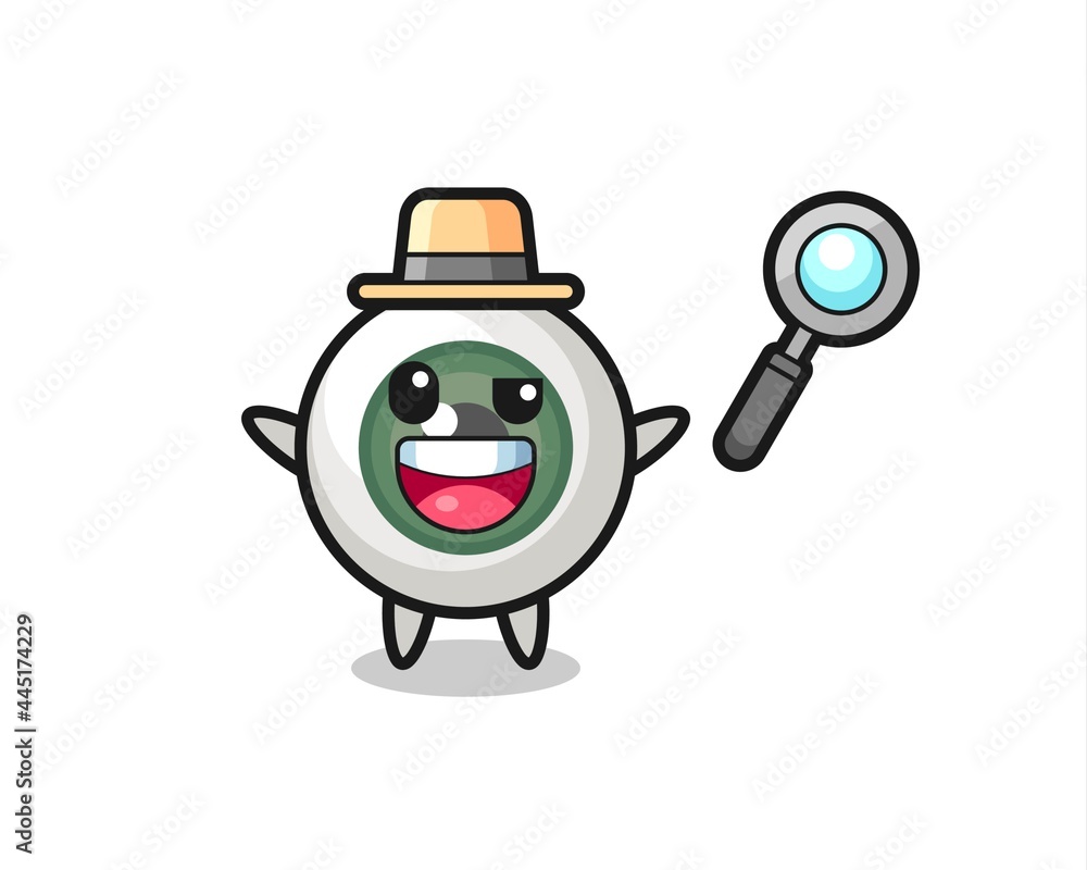 Fototapeta premium illustration of the eyeball mascot as a detective who manages to solve a case