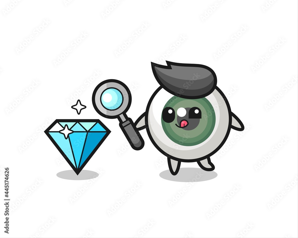 eyeball mascot is checking the authenticity of a diamond eyeball mascot is checking the authenticity of a diamond