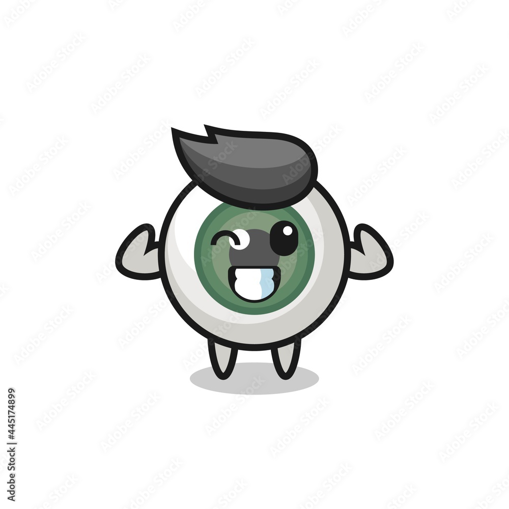 the muscular eyeball character is posing showing his muscles