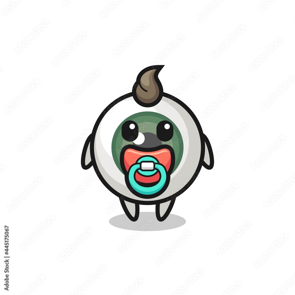 baby eyeball cartoon character with pacifier baby eyeball cartoon character with pacifier