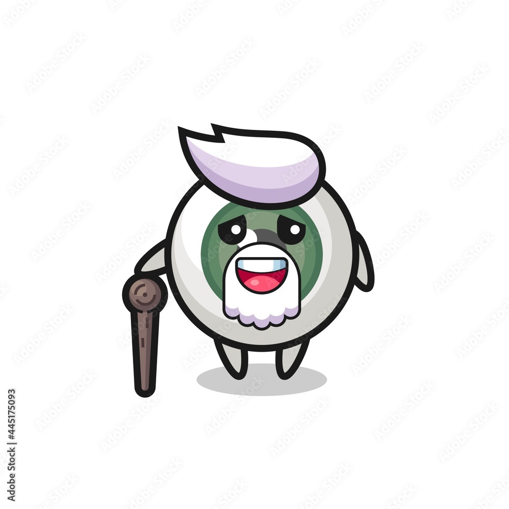Obraz premium cute eyeball grandpa is holding a stick