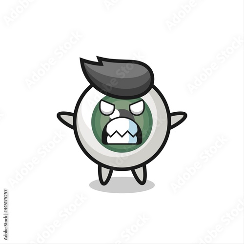 wrathful expression of the eyeball mascot character