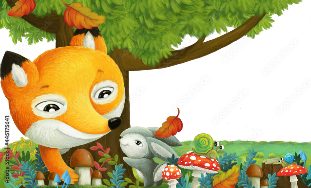 Naklejka premium cartoon scene with forest animals friends illustration