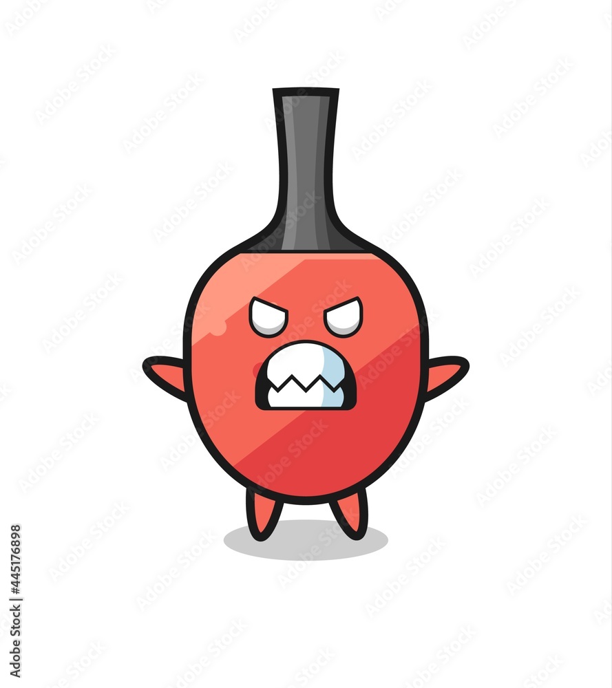 wrathful expression of the table tennis racket mascot character wrathful expression of the table tennis racket mascot character