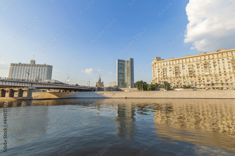 The white House of the Government of the Russian Federation on the bank of the Moskva River. Moscow, Russia