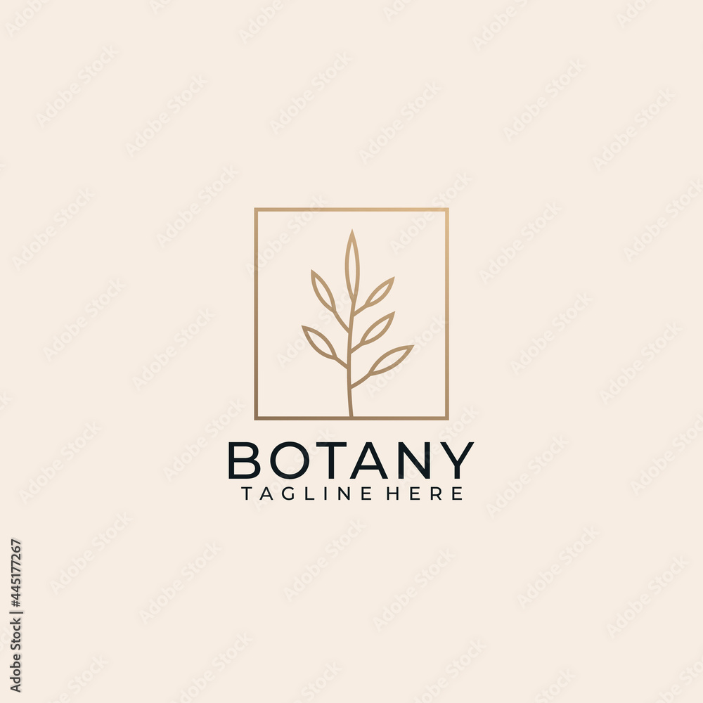 Inspirational botany leaf flower minimalist logo simple for boutique and spa. Logo can be used for icon, brand, identity, symbol, line, luxury, and salon