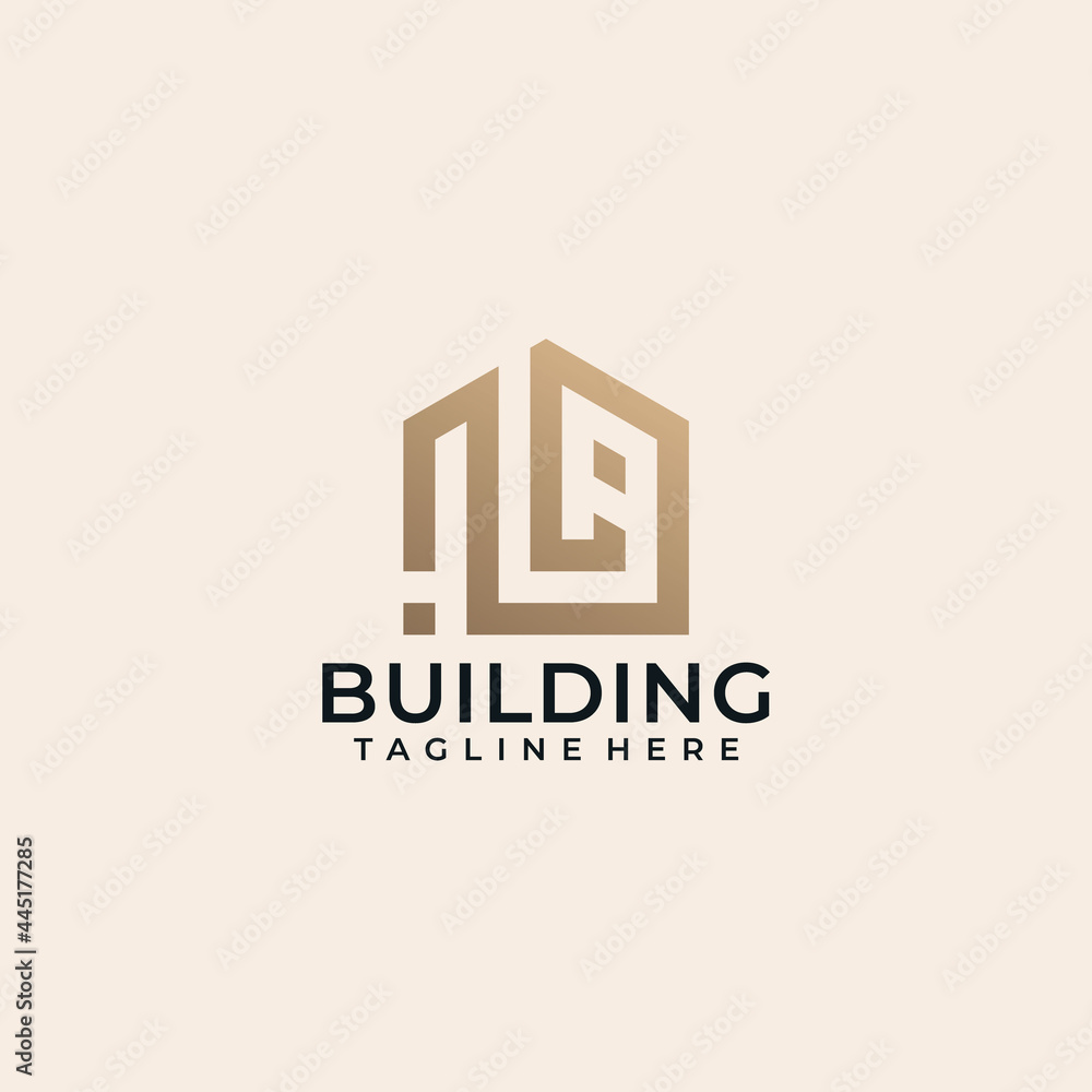 Modern gold building real estate logo for hotel, resort, and realty. Logo can be used for icon, brand, identity, symbol, property, luxury, and apartment
