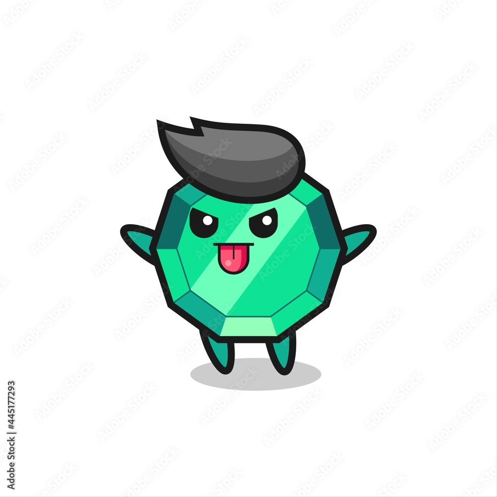 Obraz premium naughty emerald gemstone character in mocking pose