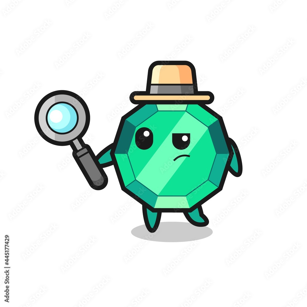 emerald gemstone detective character is analyzing a case