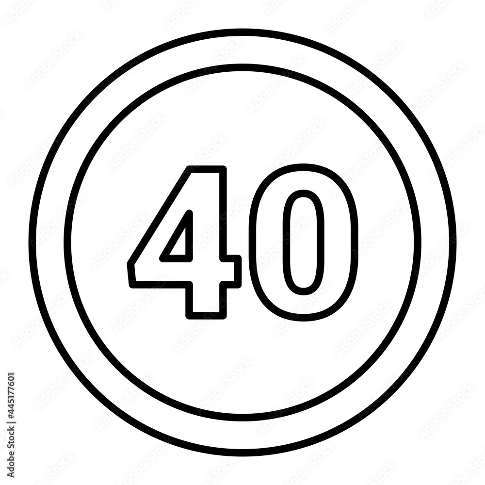 Vector Speed Limit 40 Outline Icon Design Vector Speed Limit 40 Outline Icon Design