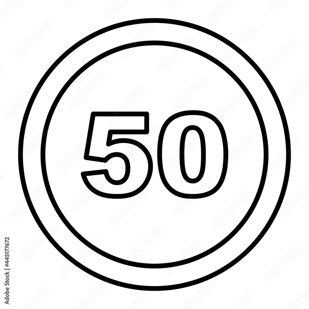 Vector Speed Limit 50 Outline Icon Design