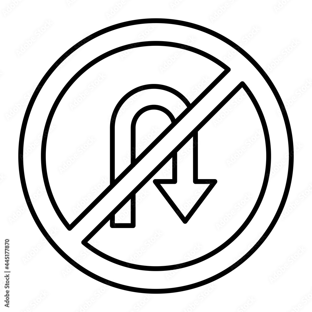 Vector No U Turn Outline Icon Design Vector No U Turn Outline Icon Design