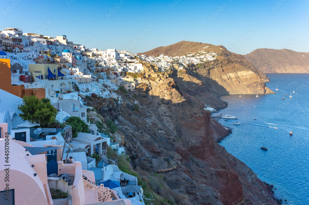 Obraz premium Santorini, Cyclades Islands, Greece. White houses and churches in summer