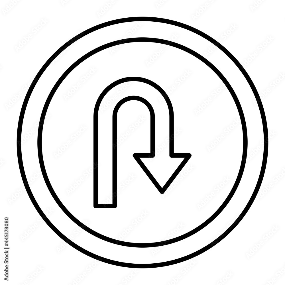 Vector U Turn Outline Icon Design Vector U Turn Outline Icon Design