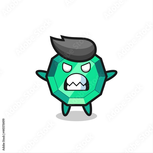 wrathful expression of the emerald gemstone mascot character