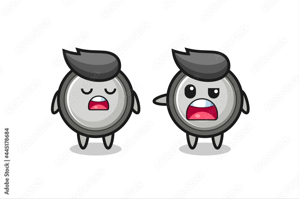 Obraz premium illustration of the argue between two cute button cell characters