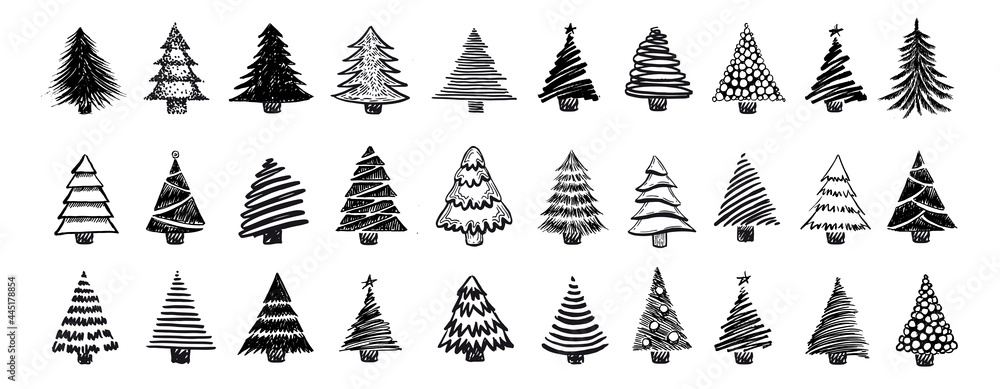Naklejka Christmas tree design, vector set.